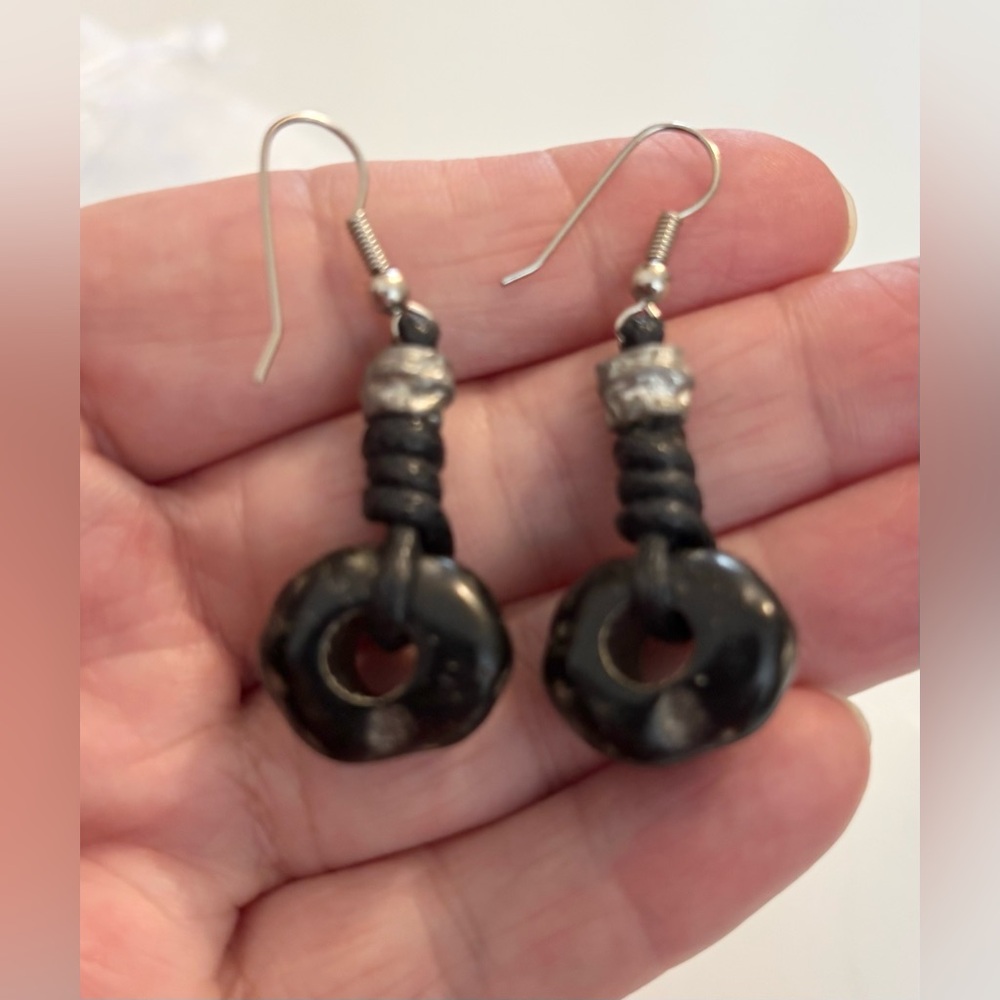 2 for $30 Boho Black Corded Dangle Earrings | Silver Accent | Handcrafted Style